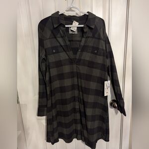 Element green and black plaid shirt dress size large